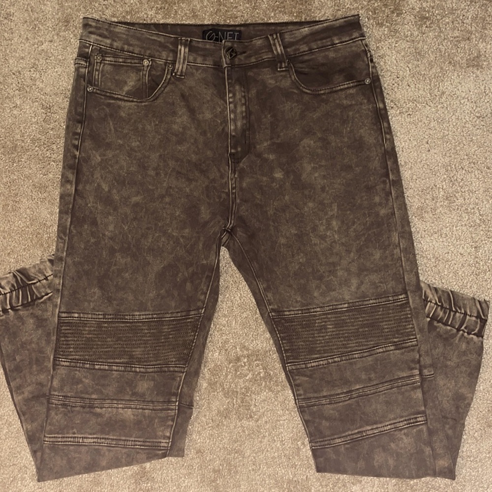 Brown stretch/jean pants